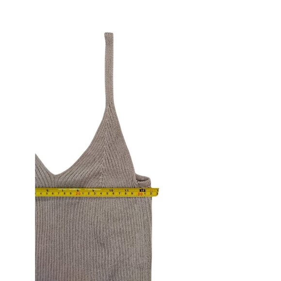 Elie Tahari Ribbed Knit Spaghetti Strap Tank Top V-Neck Taupe Womens S/P, NWT - Picture 7 of 8